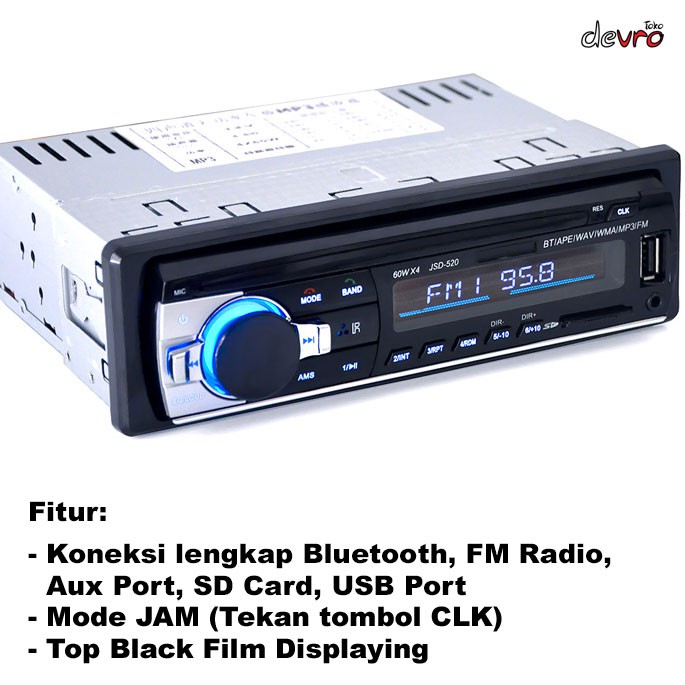 Tape Audio Mobil Multifungsi - Bluetooth USB MP3 FM Radio