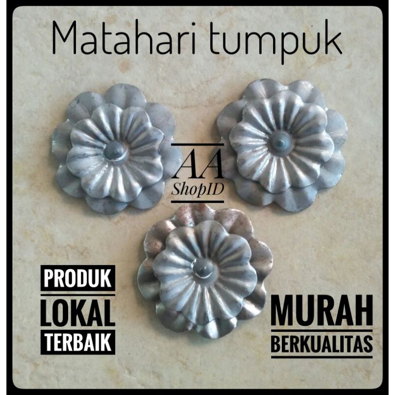 ornamen pagar besi plat Bunga Matahari tumpuk