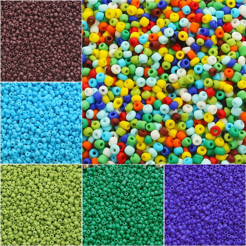 About 700pcs 3mm Glass Frosted beads Nail Art Crushed Glass Stones Jewelry Making DIY Jewelry Accessories with Hole 1mm