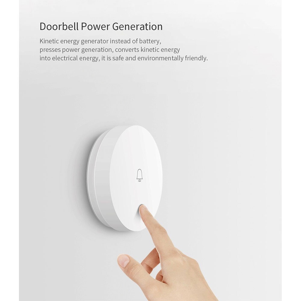 Linptech Bell Pintu WiFi Wireless Smart Doorbell Self Power Kinetic Generating - G6LW-E - White