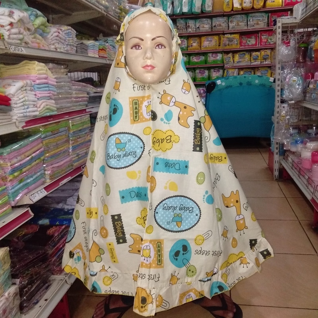 Mukena Anak Katun Halus Bermotif Untuk Usia 1 - 4 Tahun Free Tas