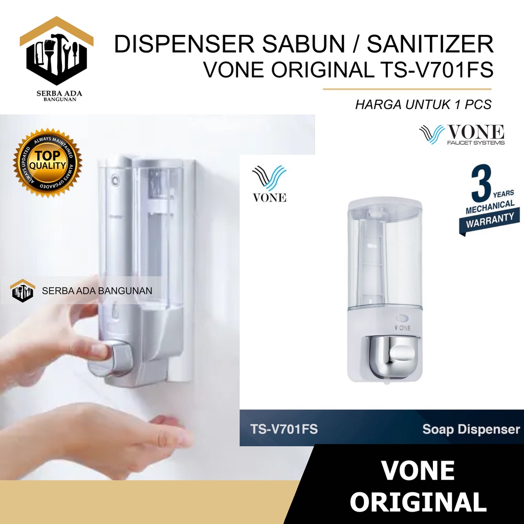 VONE TS-V701FS TEMPAT SABUN CAIR SOAP DISPENSER GANTUNG TEMBOK MEWAH ELEGAN PRAKTIS SHAMPOO MURAH