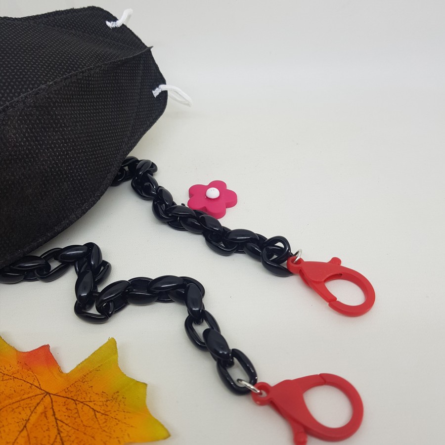 Tali Masker Korea Kalung Masker Hijab - Hitam