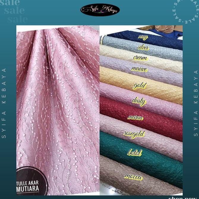 DISKON] KAIN TILE IMPORT MUTIARA ST09 - LACE BROKAT. BAHAN KEBAYA BRUKAT GAMIS