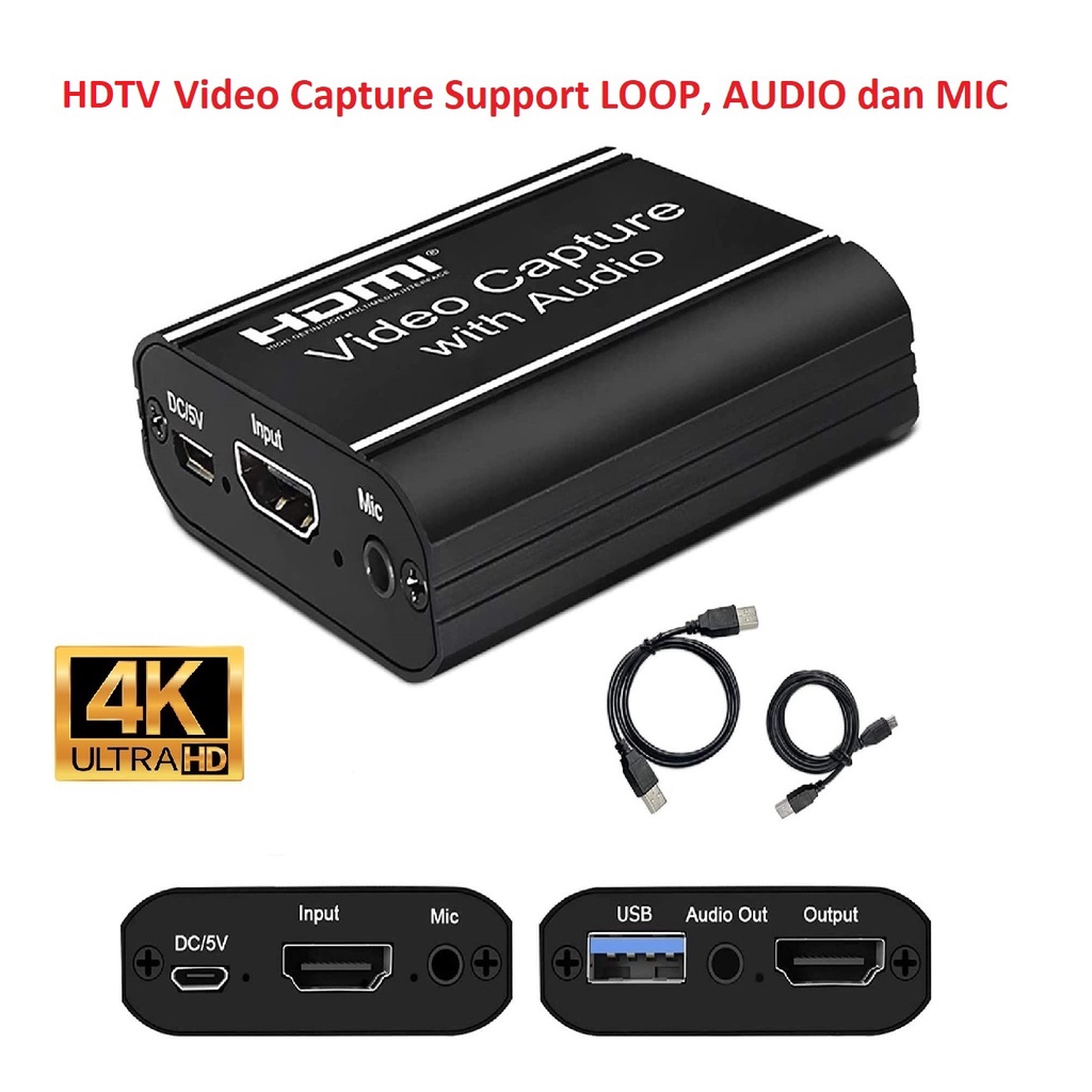 HDMI Video Capture to USB with Loop Audio 4K Video Capture Card HDTV