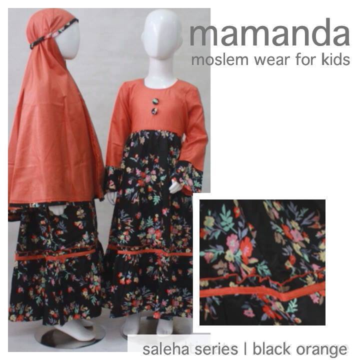 Gamis Saleha Black Orange by Mamanda