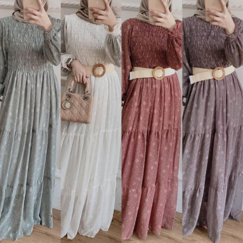 SHARON DRESS GAMIS SMOCK CHIFFON MOTIF FLORAL