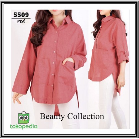 Baju Wanita Atasan Wanita Kemeja Katun Wanita Jumbo Size Katun Denim