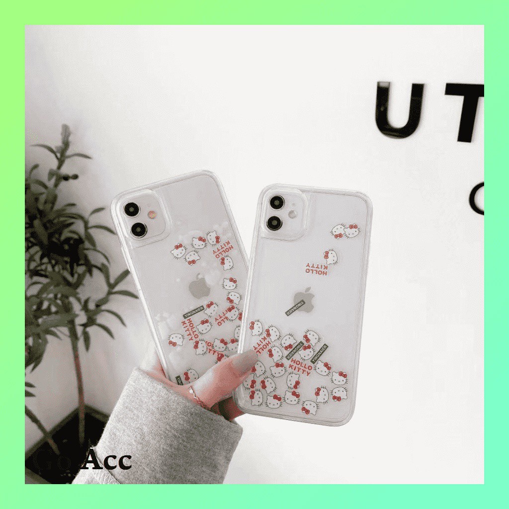 Hello Kitty Soft case Air Glitter Iphone 6 6s 7 8 SE 6+ 6s+ 7+ 8+ X Xs Xr Xs Max 11 12 13 Pro FH04