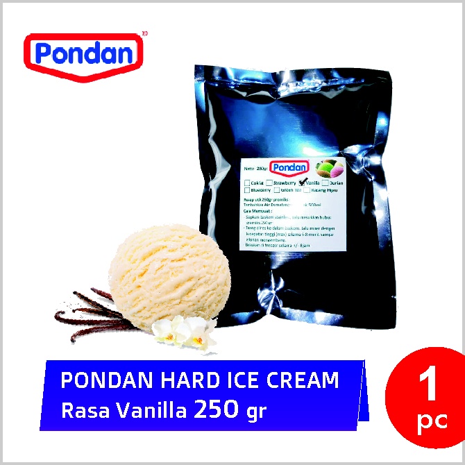 

Termurah PONDAN Vanilla Hard Ice Cream Bulky 250 gr Bubuk Es Krim Pondan Rasa Vanilla