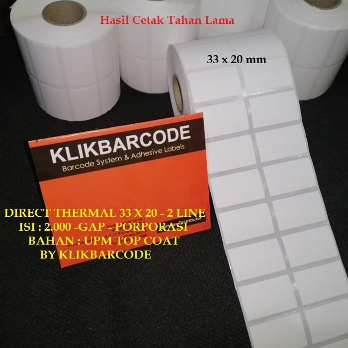 

PROMO Label Thermal 33x20 (2Line) Isi 2.000pcs Core 1" | Label Barcode