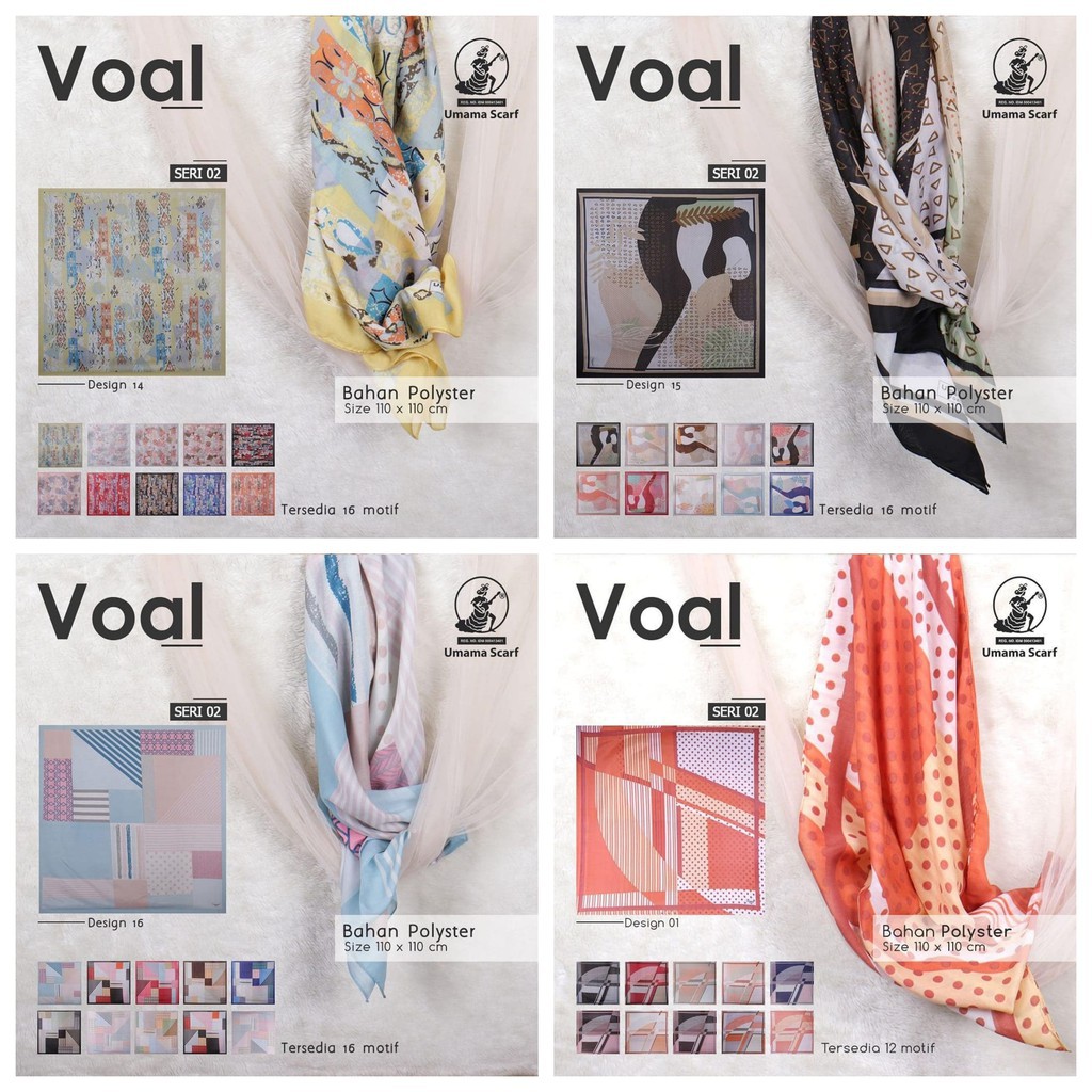 Termurah - Jilbab VOAL MOTIF Umama Segi Empat