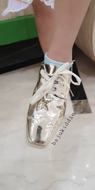 PREMIUM STELLA SHOES SILVER / GOLD / sepatu anak perempuan branded import