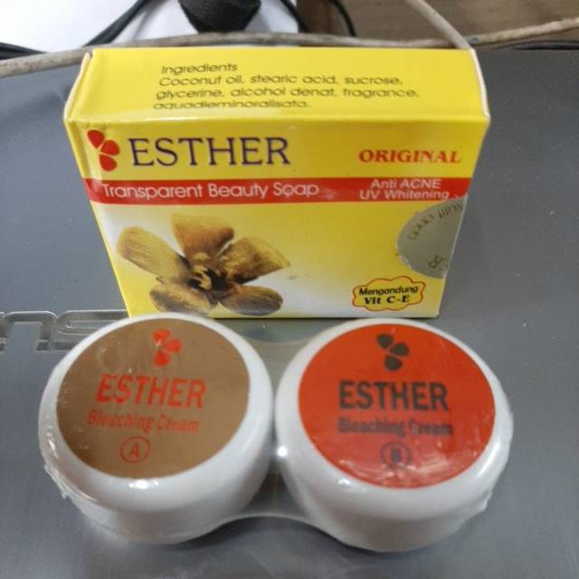 Paket Cream Esther Bleaching AB Pot Putih + Sabun Anti Acne