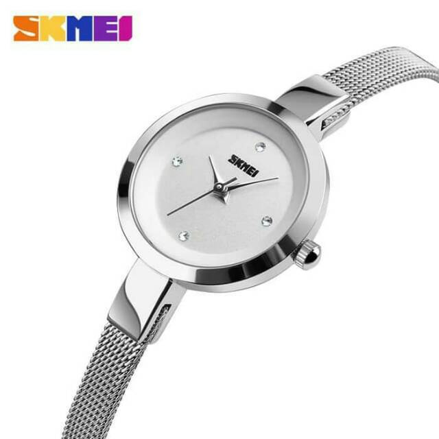 Jam tangan Cewek / jam tangan wanita SKMEI 1390 Anti Air Silver