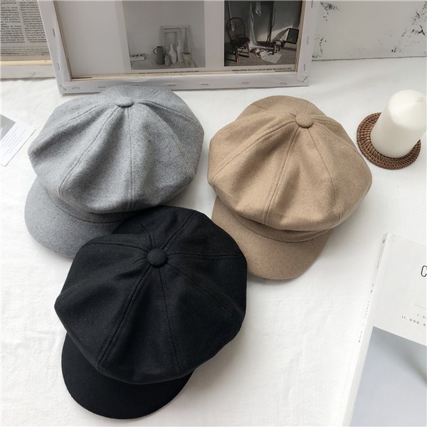 Topi Baret Oktagonal Gaya Retro Korea