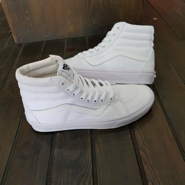 100% PREMIUM VANS SK8 HIGH ALL WHITE WAFFLE DT