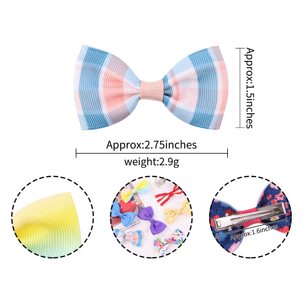 (Pimenova) Jepit Rambut Pita Basic Kotak Kotak Hairclip Ribbon Simple