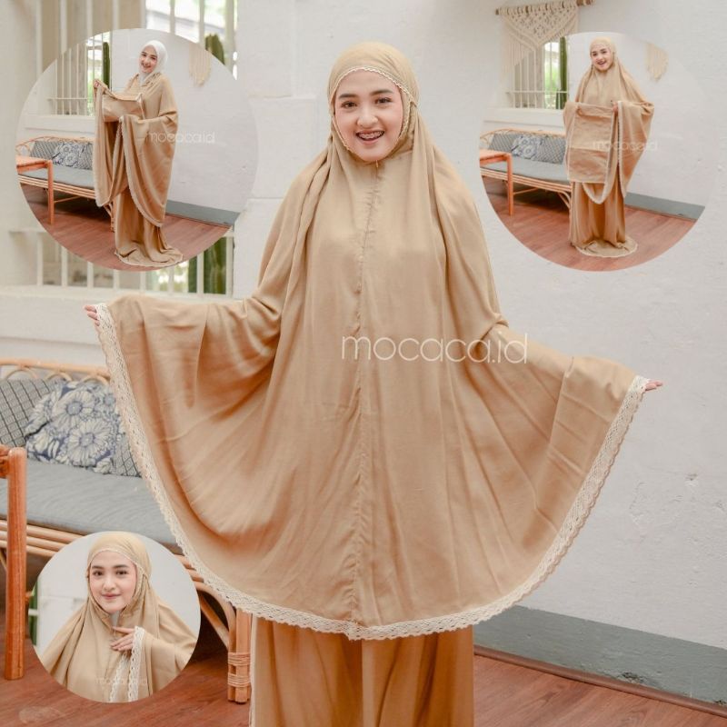 mukena dewasa jumbo 3 in 1 sleting leher ponco hitam abu pink coksu cream bahan rayon premium termasuk tas bag serbaguna travelling simple elegan