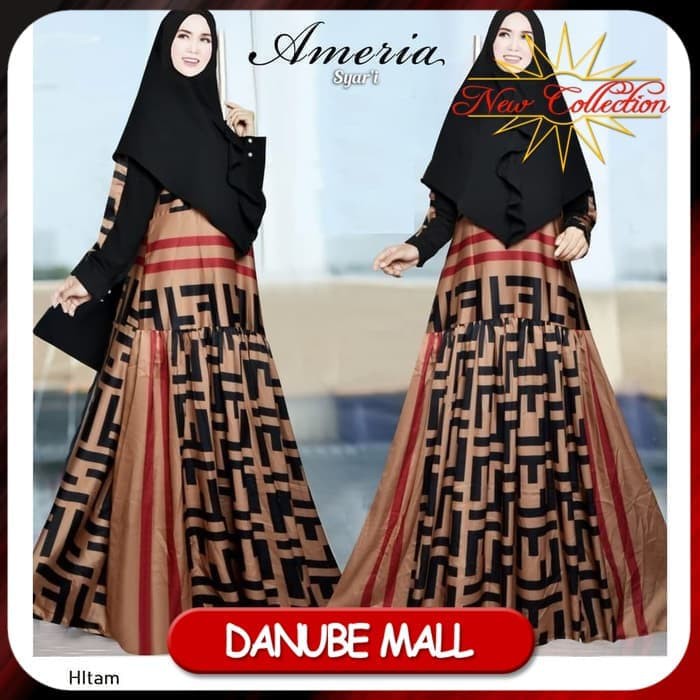 Gamis Syari Jumbo Ameria Gaun Pesta Muslimah Baju Wanita Dress Busui