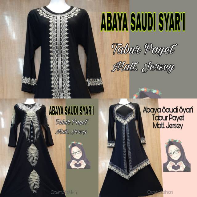 Abaya Saudi Syar'i / Gamis Arab Hitam Terbaru √