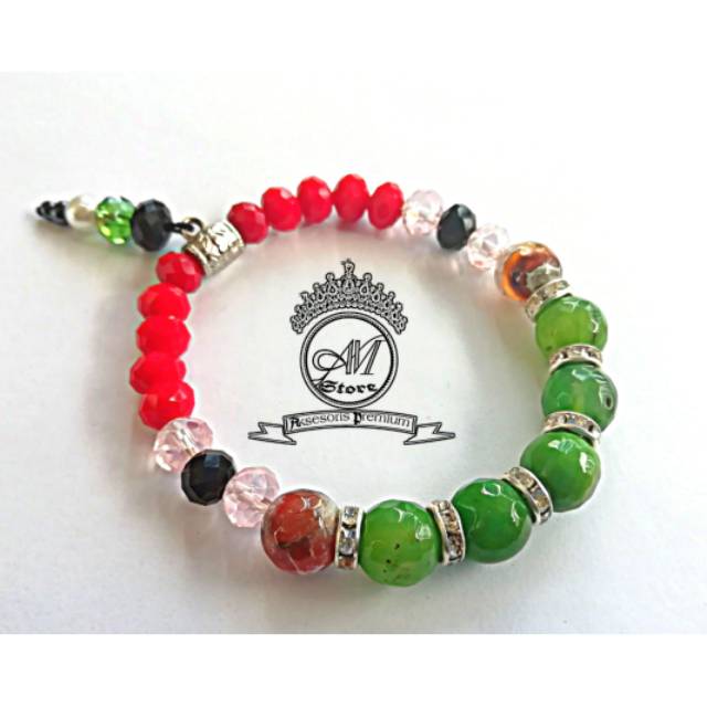 [PROMO PUNCAK 10.10]GELANG PREMIUM BATU ALAM + KRISTAL SWAROVSKI