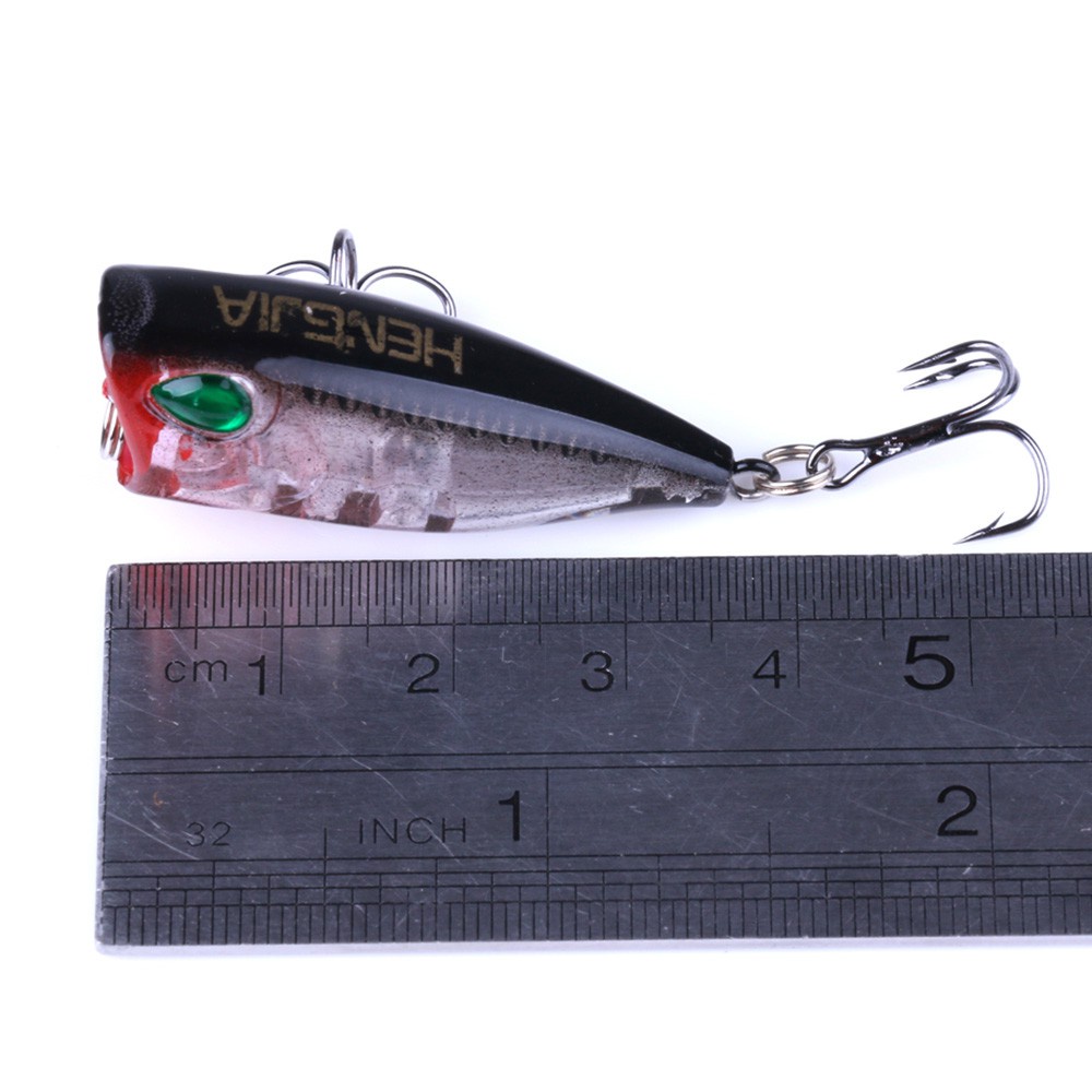 HENGJIA 1PCS 4CM/3.3G  Micro Fishing Lure Mini Topwater Popper Casting Triple Hook Retail Box