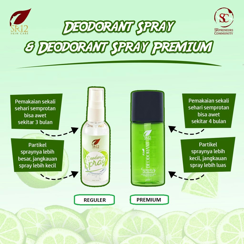 SR12 Deodorant Spray SR 12 Deo Spray Penghilang Bau Badan Ketiak Kaki Helm Deodoran Tawas Non Alkohol Tanpa Noda Baju 60ml