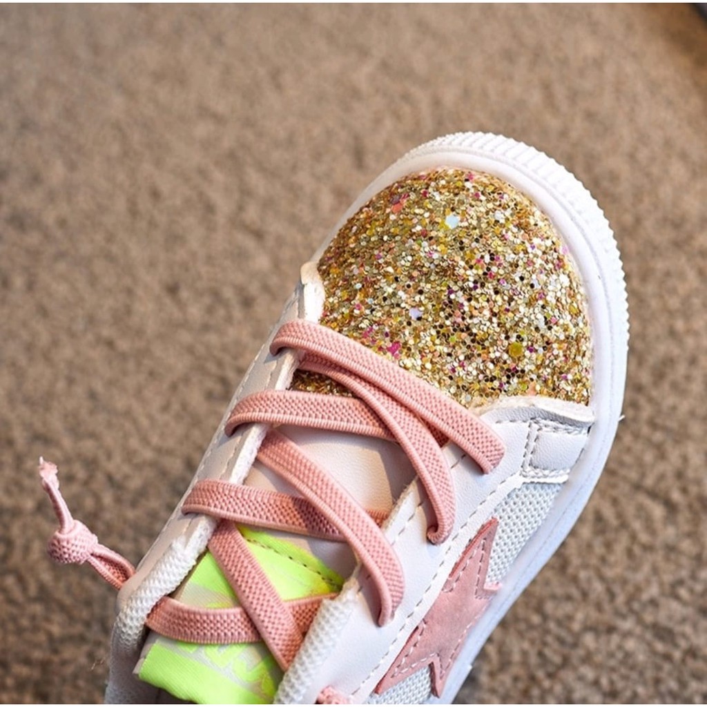 Glitter Sepatu Sneakers Sepatu Anak Import Size 26-30 Usia 3-5 Tahun