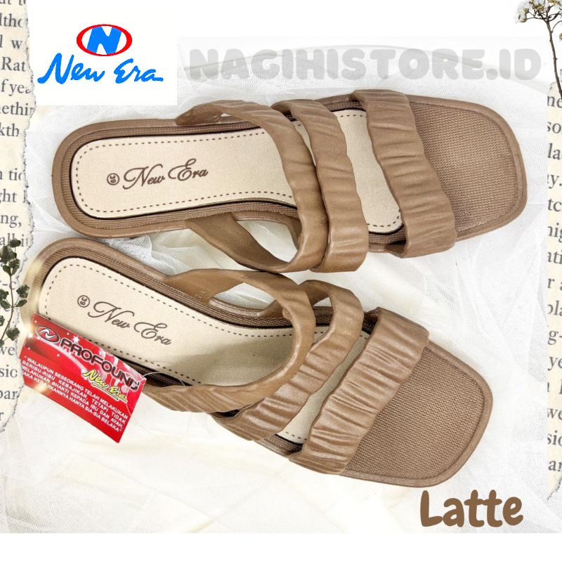 ✨NAGIHI✨ SANDAL WANITA SELOP KARET JELLY NEW ERA LB 10049 MOTIF KERUT TALI 37-40