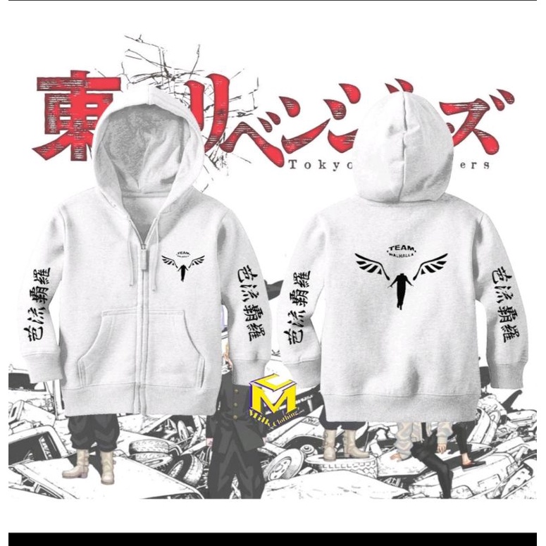 Jaket Switer Zipper Anak Team Valhalla Tokyo Revengers Logo I - Fiksi Clothing