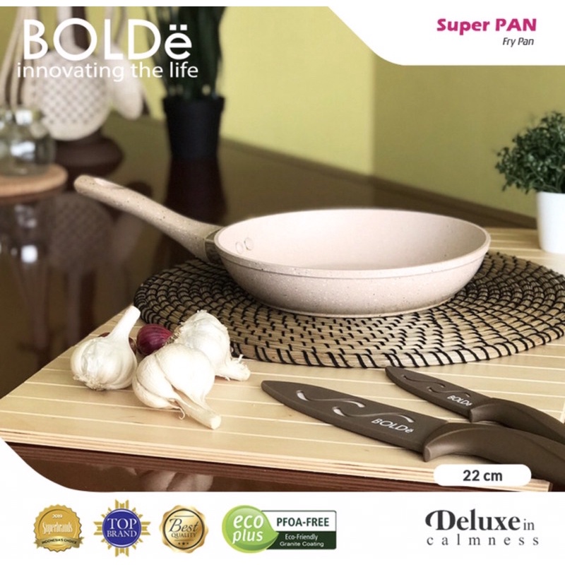 Bolde Granite Blackpink Beige Frypan 22 cm | Fry Pan Anti Lengket Penggorengan 22cm Granit