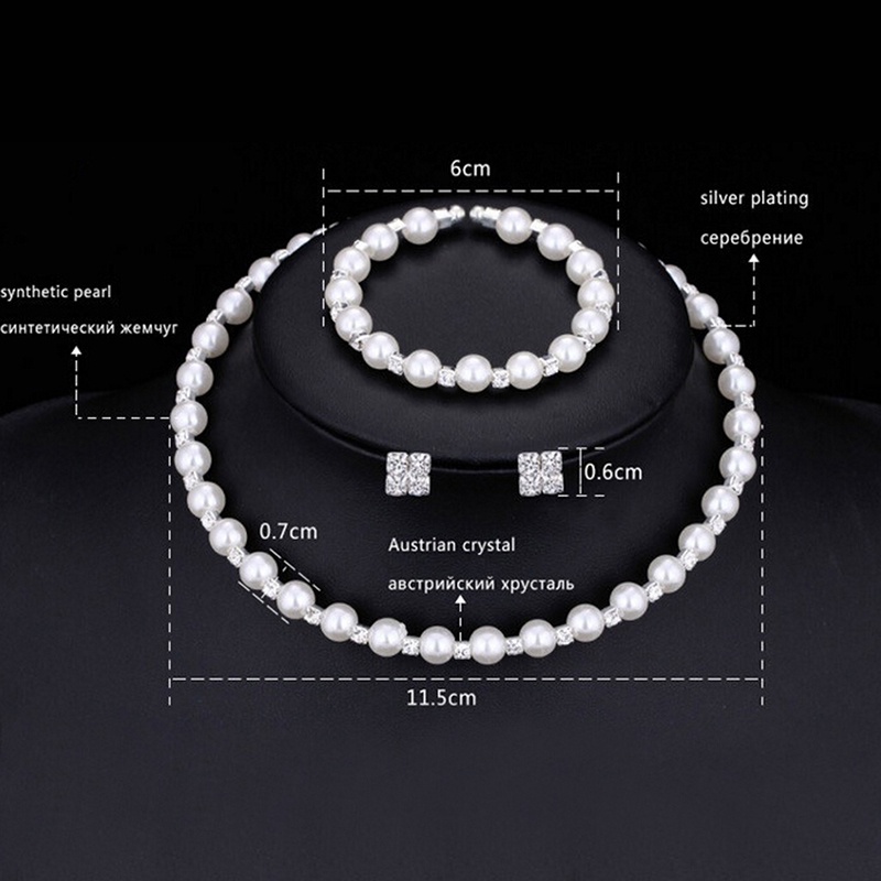 1 Set Kalung Anting Gelang Kristal Mutiara Untuk Perhiasan