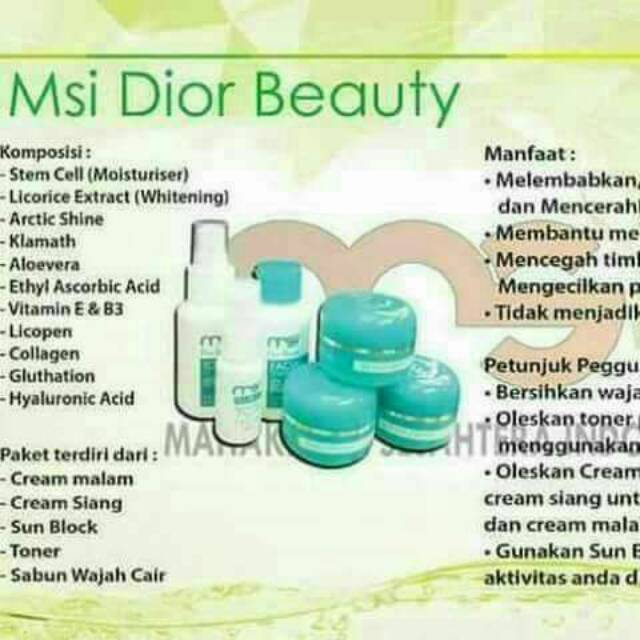 

Msi cream dior ,yg menghaluskan dn mencerahkn kulit .Halal &Bpom