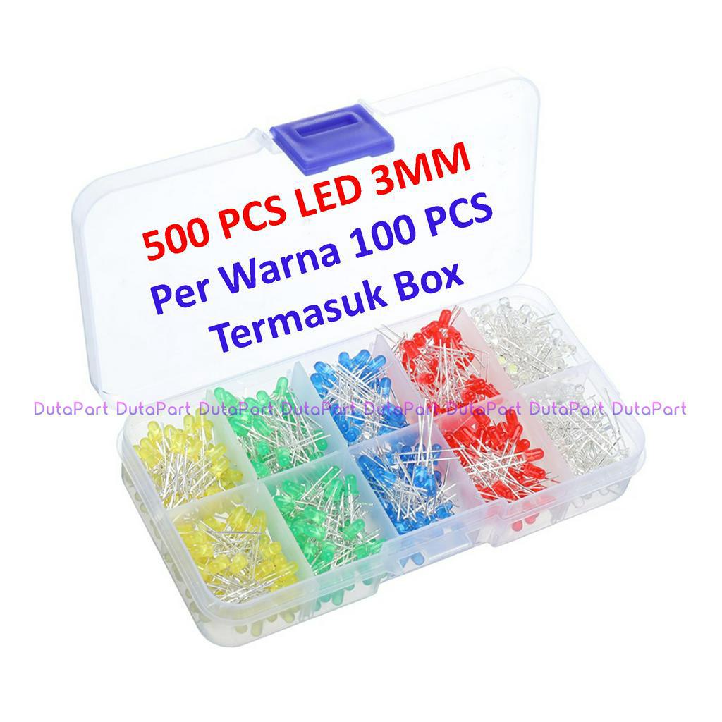 500 PCS LED 3mm 5 WARNA TERMASUK BOX F3 LED Dioda KUALITAS BAGUS