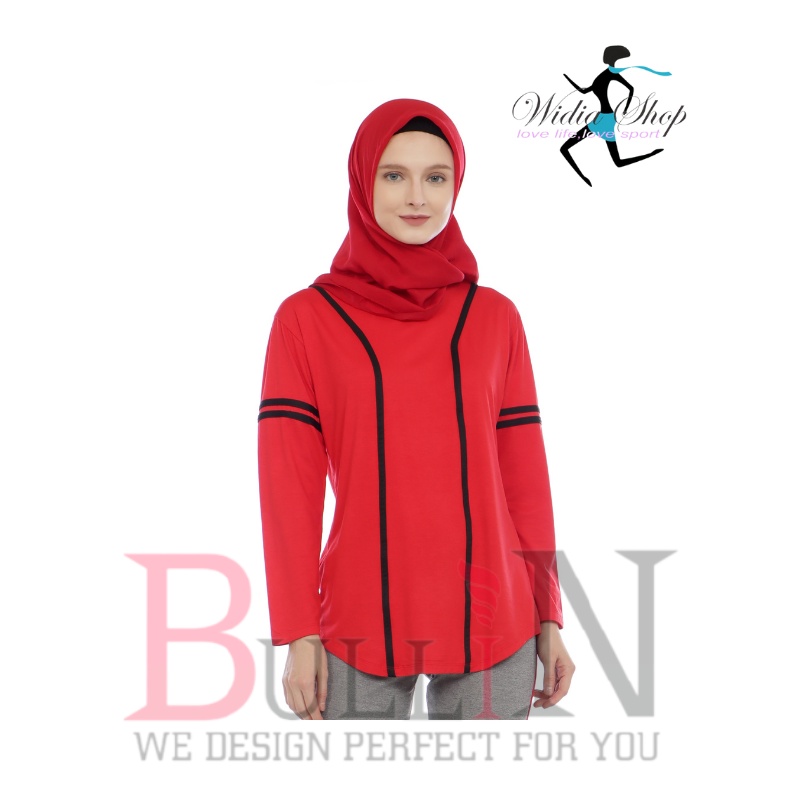 baju senam kerin panjang / atasan zumba cewek / Bullin-Merah