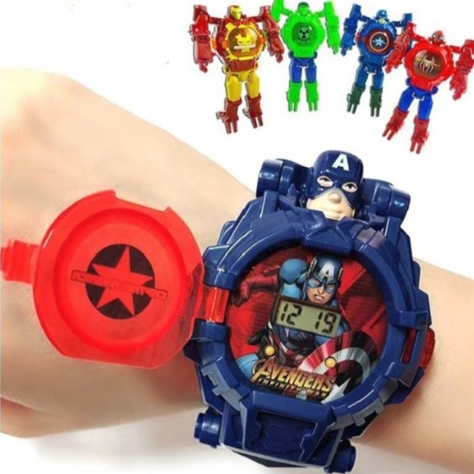 BAJ JAM TANGAN ANAK ROBOT TRANSFORMASI TRANSFORMER ROBOT MODEL AVENGERS SUPERHERO - JA014