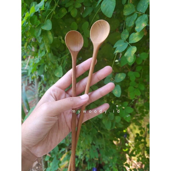 Sendok Adukan Jus Kayu Jati | Sendok Jus | Sendok BulatJus kayu | Sendok Kayu Jati
