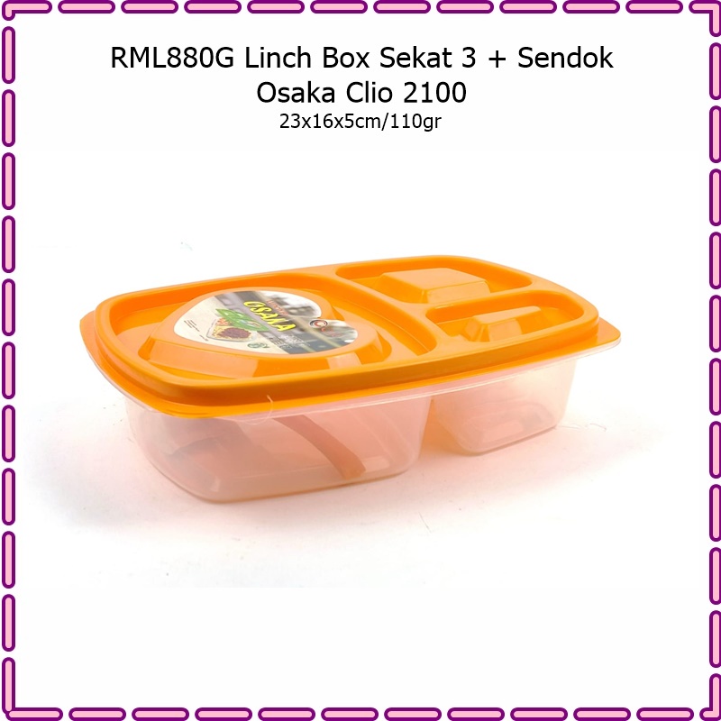 RML880G Lunch Box/Kotak Makan Sekat 3 + Sendok Osaka Clio 2100