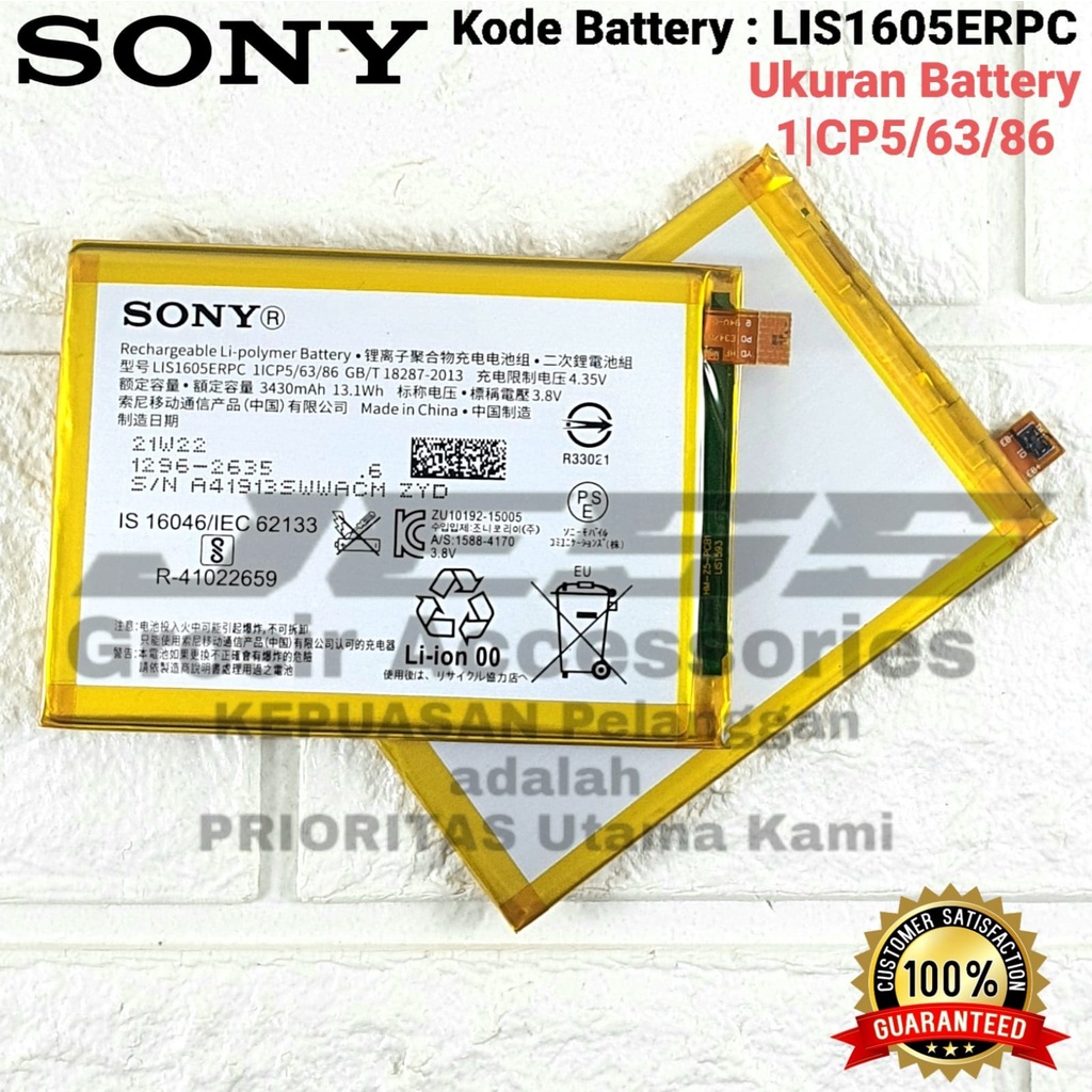 Baterai SONY Xperia Z5 Premium Dual - Z5P - E6833 - E6853 - E6883 Battery Original Soni LIS1605ERPC