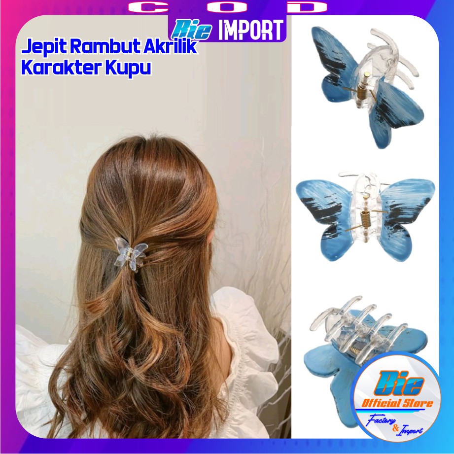 Jepit Rambut Transparan Karakter Kupu Impor Best Seller