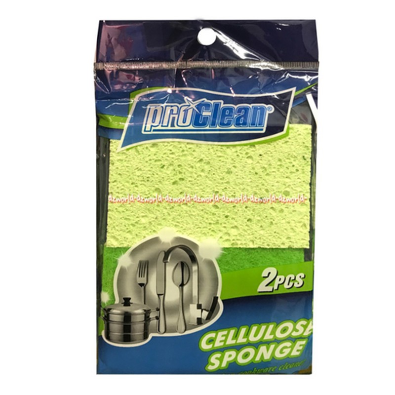 Proclean Cellulose Sponge Spon Pencuci Piring &amp; Peralatan Dapur Isi 2 Hijau