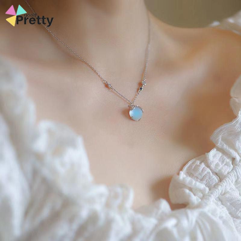 Moonstone Firefly Kalung Wanita Senior Rantai Klavikula Siswa Hadiah Ulang Tahun Desain Niche - PD