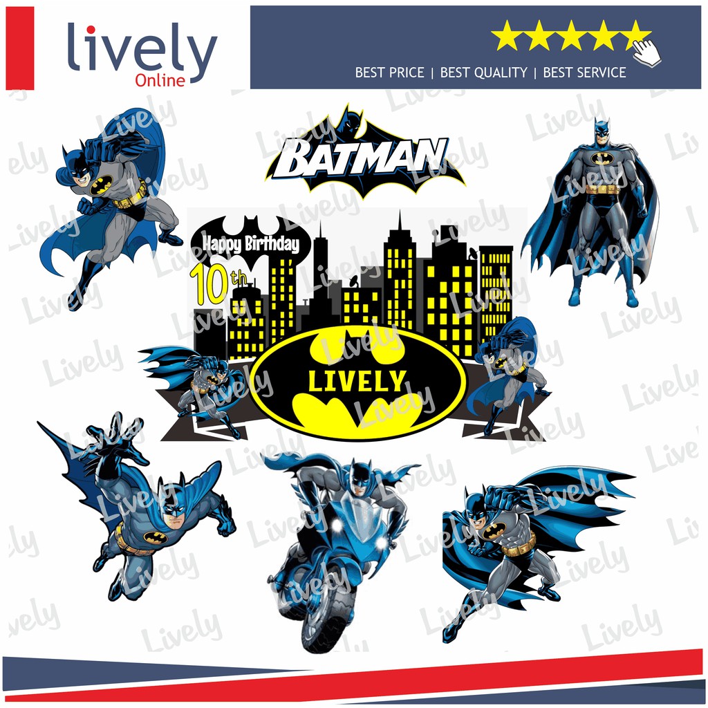 CUSTOM NAMA CAKE TOPPER KARAKTER BATMAN HIASAN KUE ULANG TAHUN HAPPY BIRTHDAY