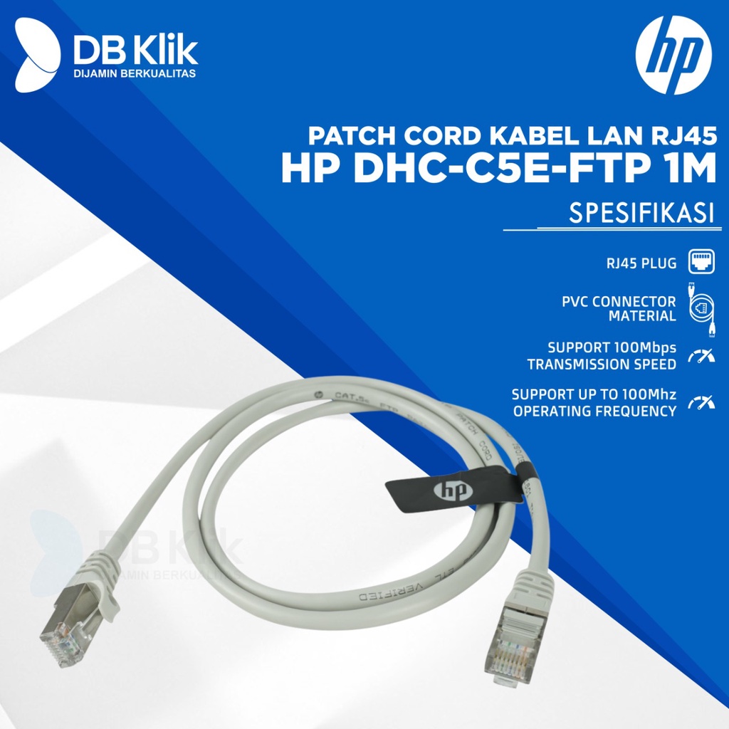 Patch Cord Kabel LAN RJ45 HP DHC-C5E-FTP 1M - Kabel FTP HP 1M Cat 5E