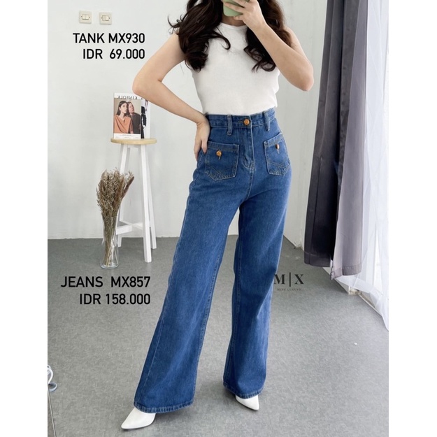 JEANS HIGHWAIST IMPORT CELANA PANTS WANITA CUTBRAY CEWEK CULLOTE HW BAGGY DENIM MX857