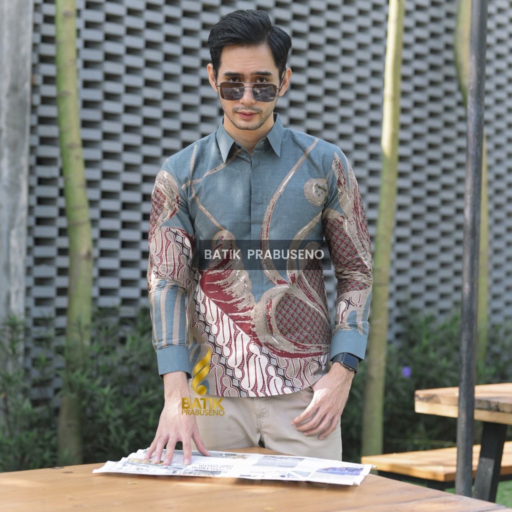 MOTIF GANDHIWARNA PRABUSENO Original Katun Batik Pria Dewasa Printing Slimfit Lengan Panjang Lapis F