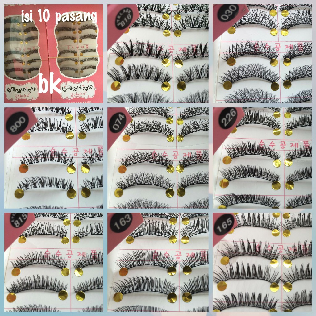 yobeka eyelash bulu mata lembut BOX PINK ISI 10 PASANG