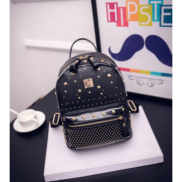 backpack MCM dengan studded | ransel lucu wanita import korea murah | tas sekolah tas kuliah