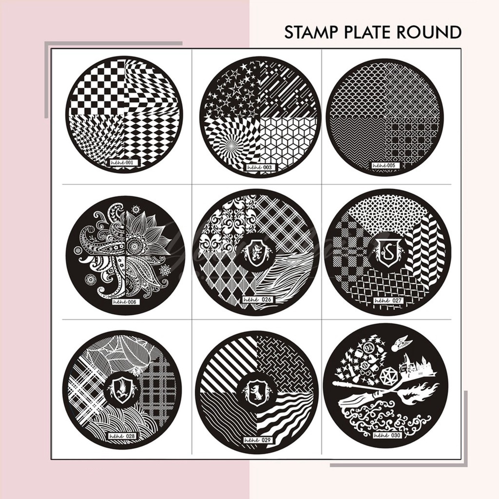 Stamping plate round nail art stamp plate piring cetakan stamper nail